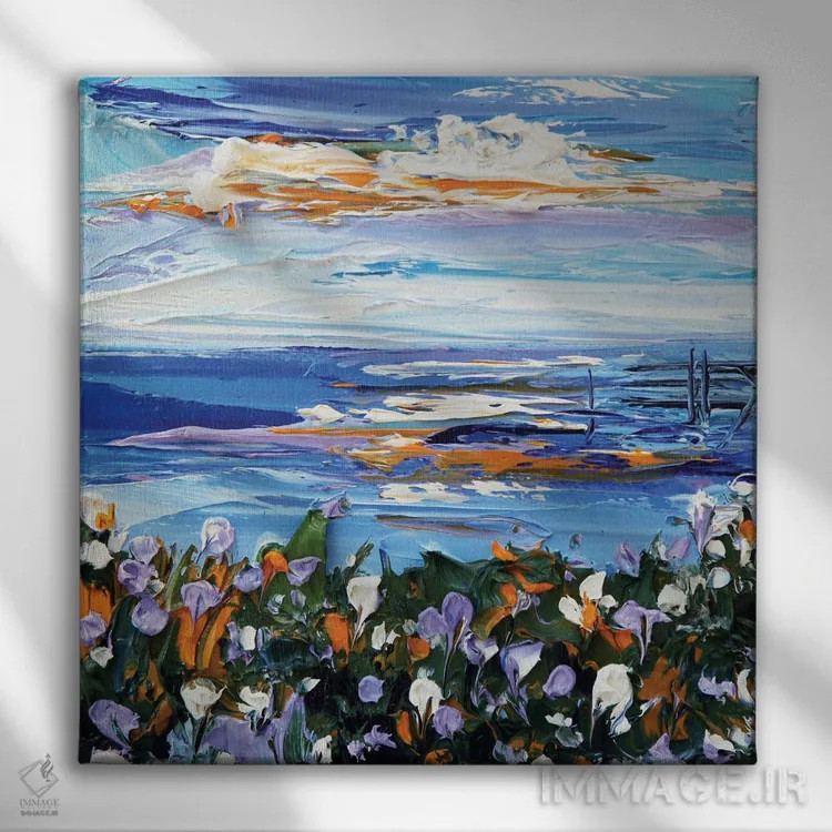 تابلو دکوراتیو گل های وحشی ساحلی مانتری اثر لیزا الی - نمای روبهرو روی دیوار