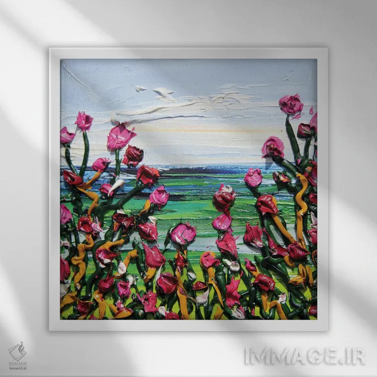 تابلو دکوراتیو گل های ساحلی در مانتری اثر لیزا الی - نمای قابدار سفید