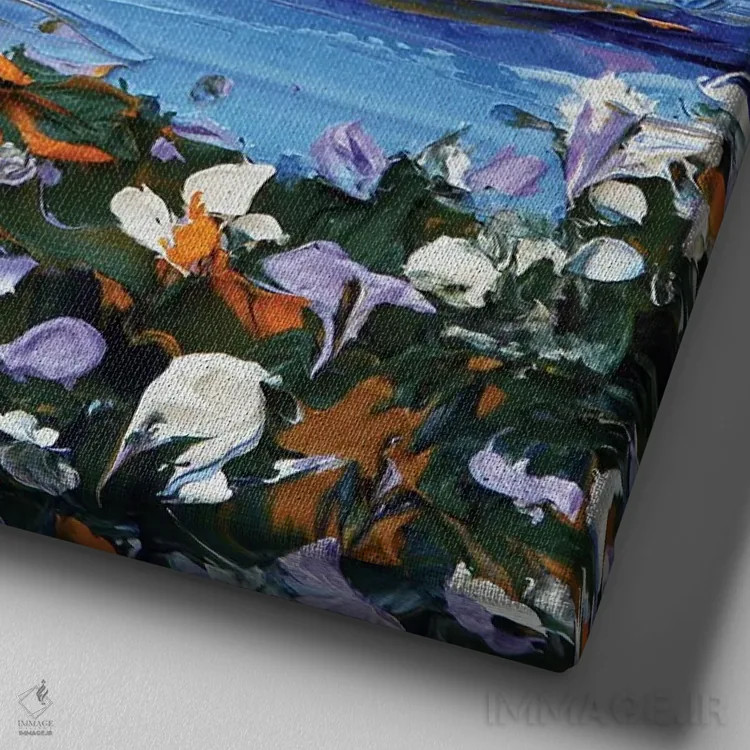 تابلو دکوراتیو گل های وحشی ساحلی مانتری اثر لیزا الی - نمای نزدیک بافت بوم