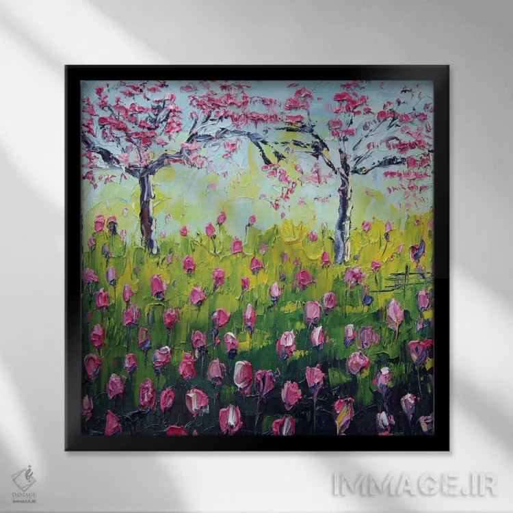 تابلو دکوراتیو بهار با مونه اثر لیزا الی - نمای قابدار مشکی