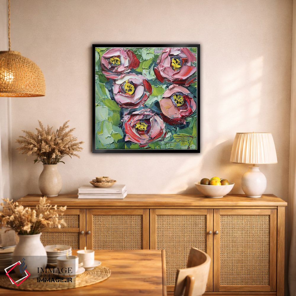 تابلو دکوراتیو گل صدتومانی اثر لیزا الی - D2B