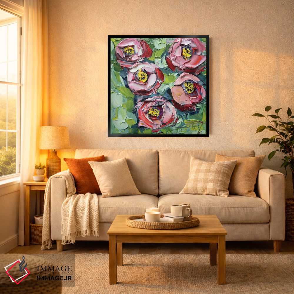 تابلو دکوراتیو گل صدتومانی اثر لیزا الی - D4B