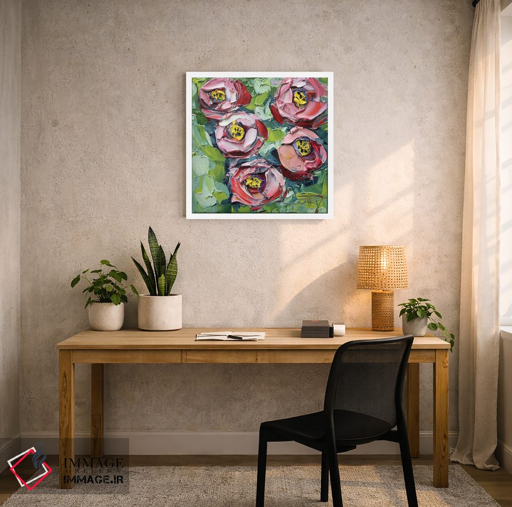 تابلو دکوراتیو گل صدتومانی اثر لیزا الی - D6W