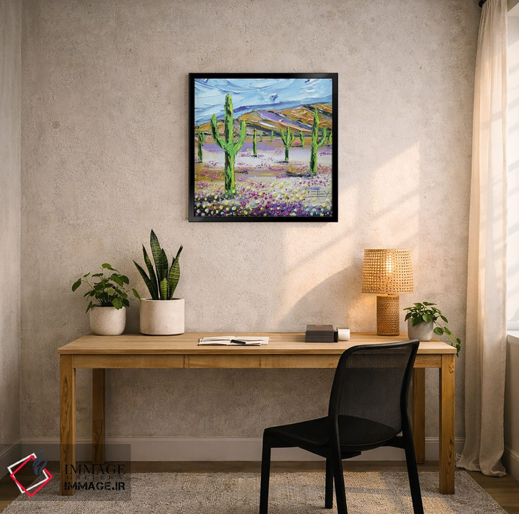 تابلو دکوراتیو رویای صحرایی با کاکتوس ساگوارو اثر لیزا الی - D6B