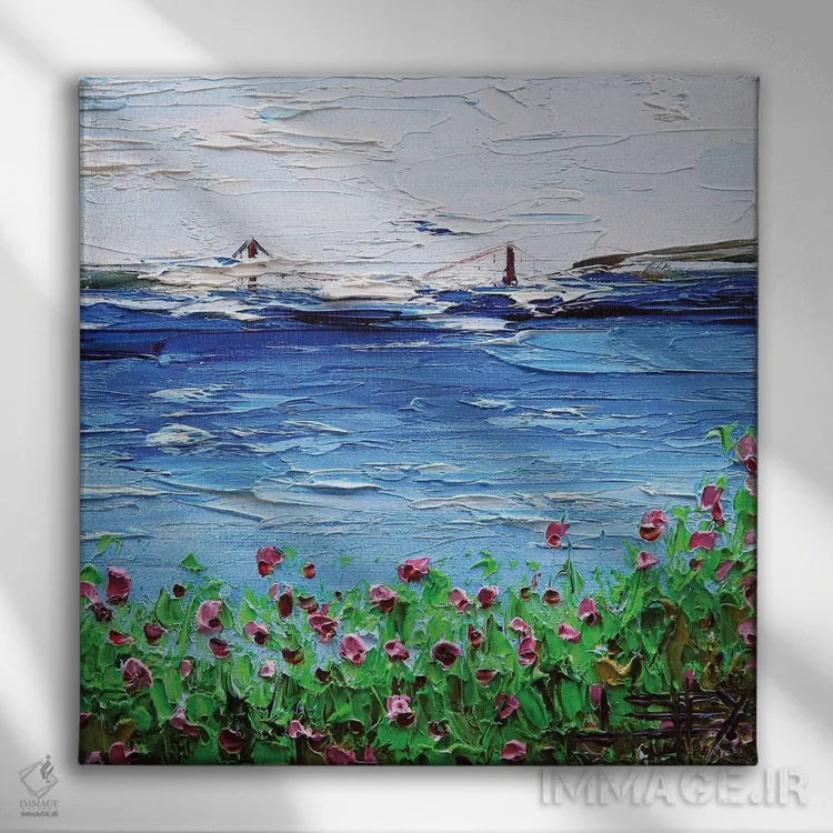 تابلو دکوراتیو نمای پل گلدن گیت از جزیره آلکاتراز در خلیج سانفرانسیسکو اثر لیزا الی - نمای روبهرو روی دیوار