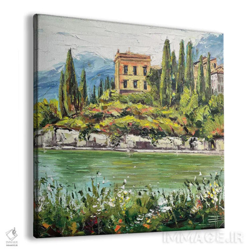 تابلو دکوراتیو دریاچه کومو اثر لیزا الی - نمای پرسپکتیو محصول