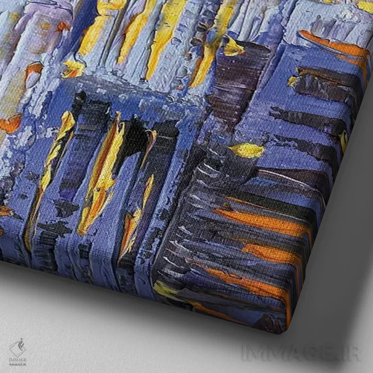 تابلو دکوراتیو غروب سان فرانسیکوخ اثر لیزا الی - نمای نزدیک بافت بوم