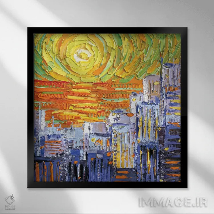 تابلو دکوراتیو غروب سان فرانسیکوخ اثر لیزا الی - نمای قابدار مشکی