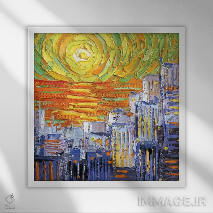 تابلو دکوراتیو غروب سان فرانسیکوخ اثر لیزا الی - نمای قابدار سفید