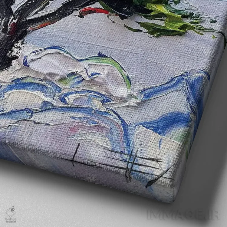 تابلو دکوراتیو سرو تک و تنها اثر لیزا الی - نمای نزدیک بافت بوم