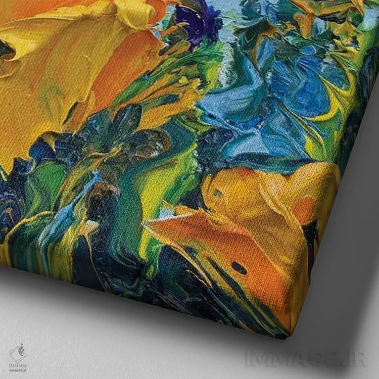 تابلو دکوراتیو شادی محض شقایق های کالیفرنیا اثر لیزا الی - نمای نزدیک بافت بوم