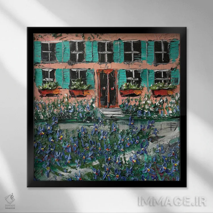 تابلو دکوراتیو در خانه با مونه اثر لیزا الی - نمای قابدار مشکی