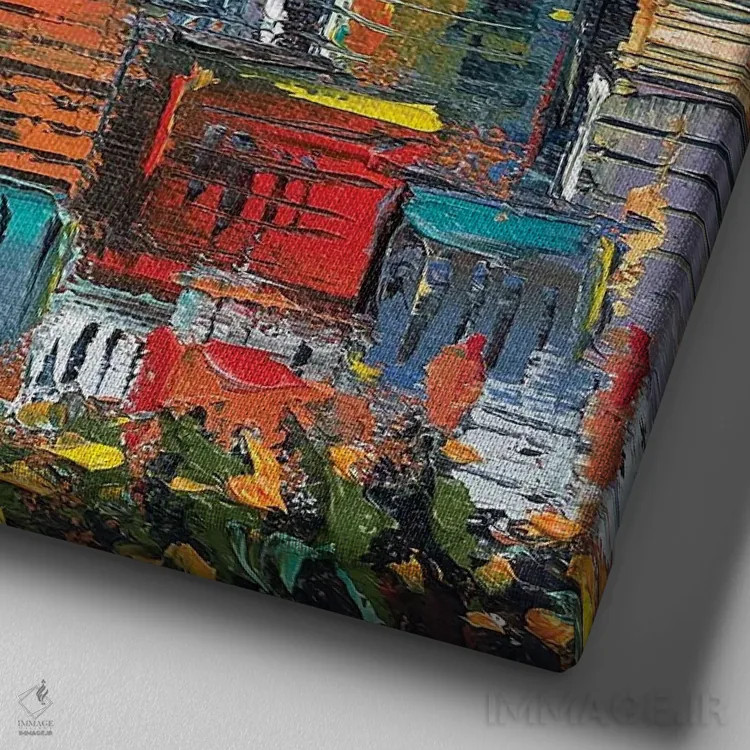 تابلو دکوراتیو عصر سان فرانسی گوگ اثر لیزا الی - نمای نزدیک بافت بوم