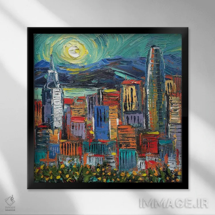 تابلو دکوراتیو عصر سان فرانسی گوگ اثر لیزا الی - نمای قابدار مشکی