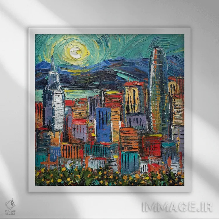 تابلو دکوراتیو عصر سان فرانسی گوگ اثر لیزا الی - نمای قابدار سفید