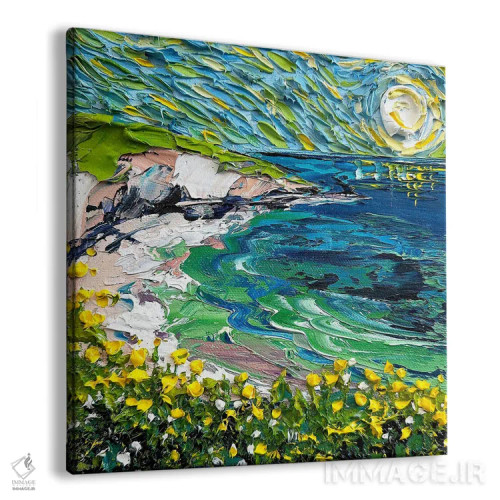تابلو انتزاعی موج فیروزه ای لاهویا اثر لیزا الی - نمای پرسپکتیو محصول