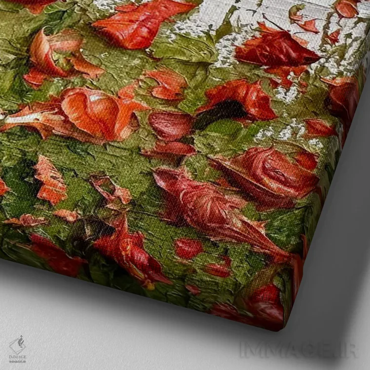 تابلو انتزاعی شکوفه های بیگ سور اثر لیزا الی - نمای نزدیک بافت بوم