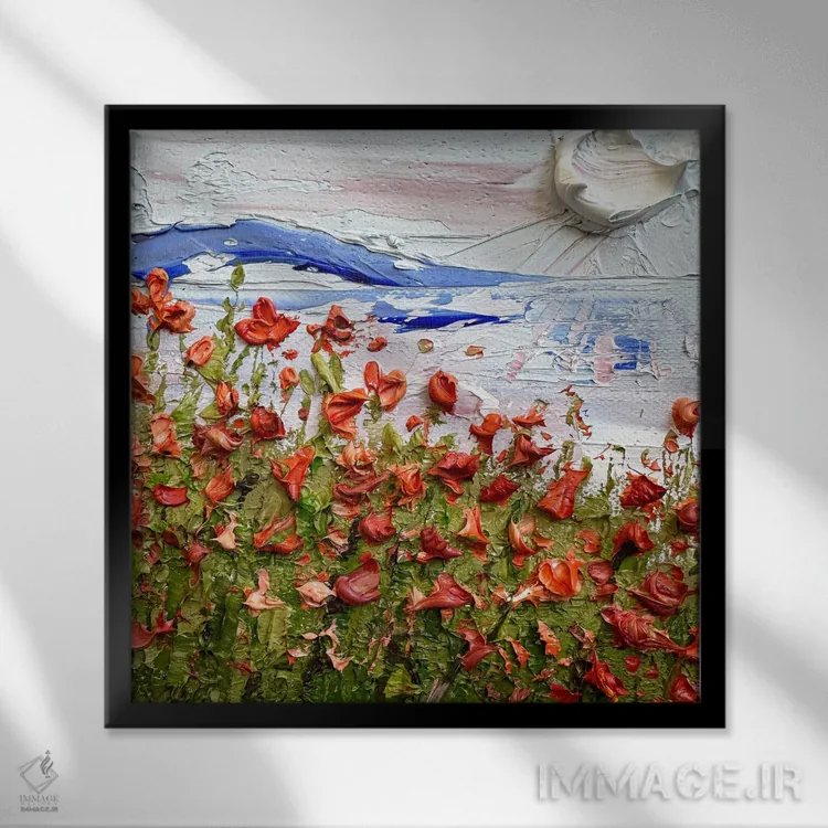 تابلو انتزاعی شکوفه های بیگ سور اثر لیزا الی - نمای قابدار مشکی