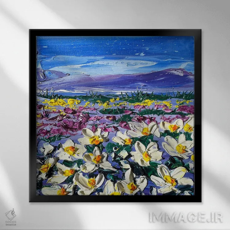 تابلو دکوراتیو شکوفایی خارق العاده صحرا اثر لیزا الی - نمای قابدار مشکی