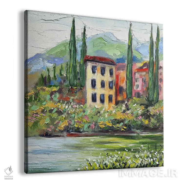 تابلو دکوراتیو یک روز در دریاچه کومو در ایتالیا اثر لیزا الی - نمای پرسپکتیو محصول