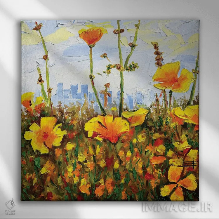 تابلو انتزاعی نگاهی به تابستان اثر لیزا الی - نمای روبهرو روی دیوار
