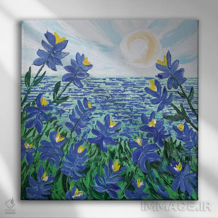 تابلو دکوراتیو بلو بانت ها اثر لیزا الی - نمای روبهرو روی دیوار