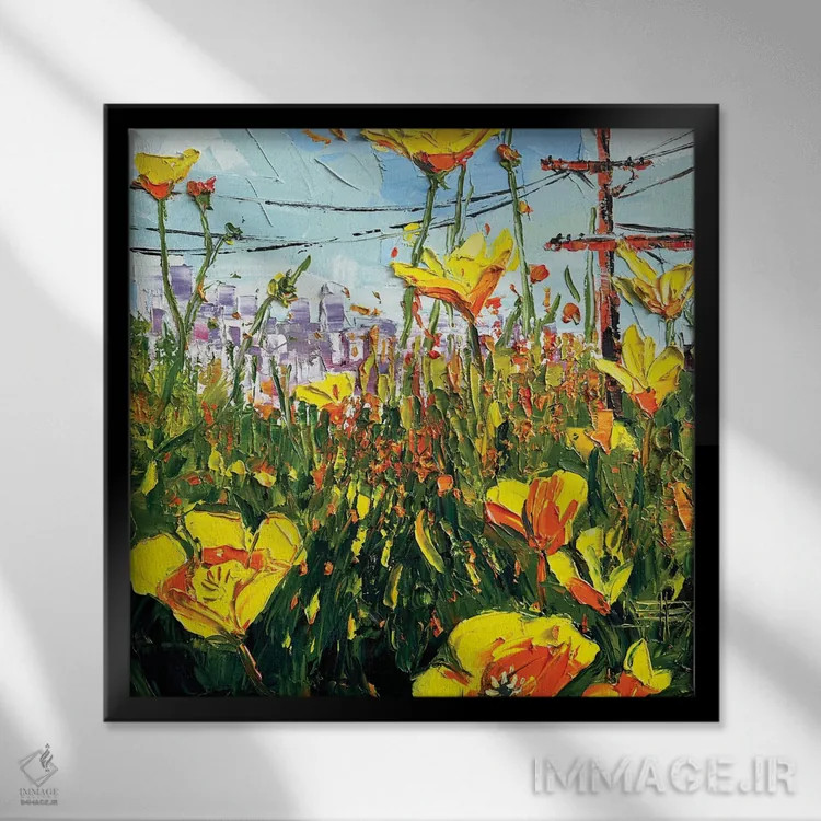 تابلو انتزاعی لس آنجلس دوست داشتنی اثر لیزا الی - نمای قابدار مشکی