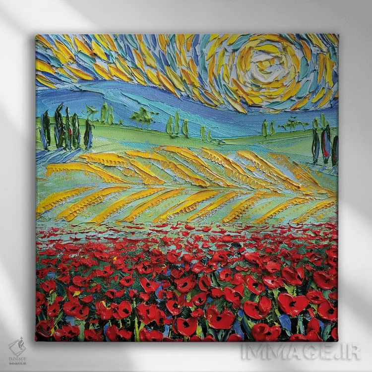 تابلو انتزاعی به سوی تاکستان می رویم اثر لیزا الی - نمای روبهرو روی دیوار