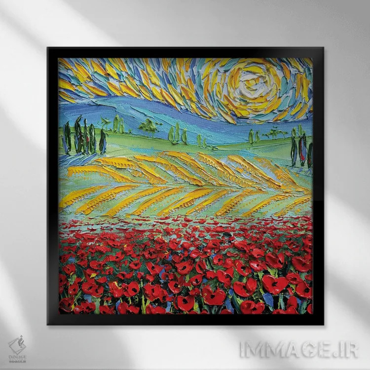 تابلو انتزاعی به سوی تاکستان می رویم اثر لیزا الی - نمای قابدار مشکی