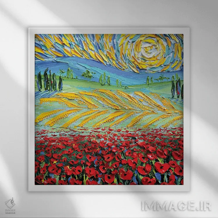 تابلو انتزاعی به سوی تاکستان می رویم اثر لیزا الی - نمای قابدار سفید
