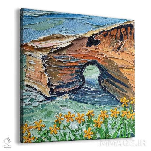 تابلو انتزاعی غار موجی صخره های غروب سن دیگو اثر لیزا الی - نمای پرسپکتیو محصول