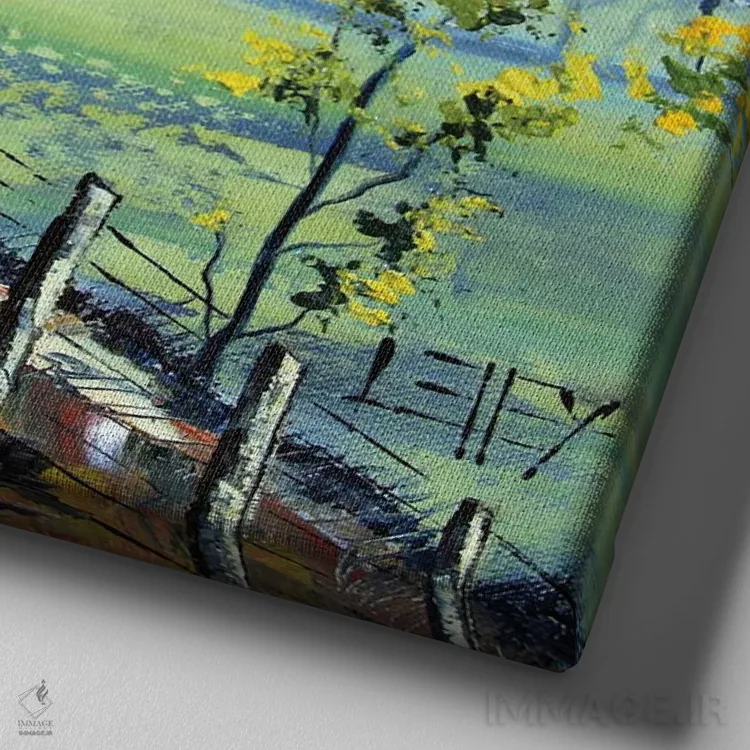 تابلو انتزاعی درختان صمغ نیوزیلند اثر لیزا الی - نمای نزدیک بافت بوم