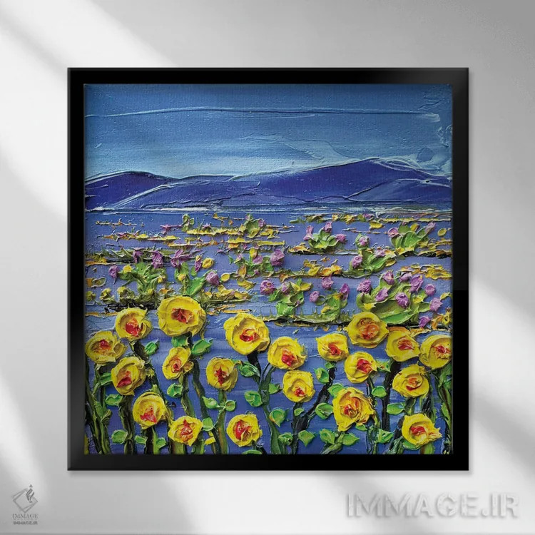 تابلو انتزاعی بیابان آنزا بوره گو سن دیگو کالیفرنیا اثر لیزا الی - نمای قابدار مشکی