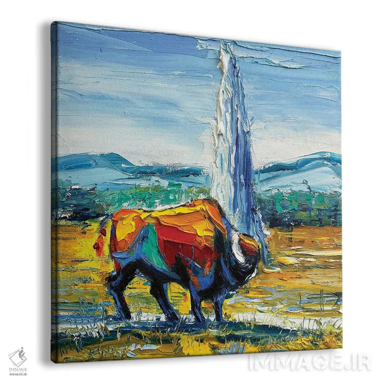 تابلو دکوراتیو گاومیش آمریکایی در یلواستون اثر لیزا الی - نمای پرسپکتیو محصول