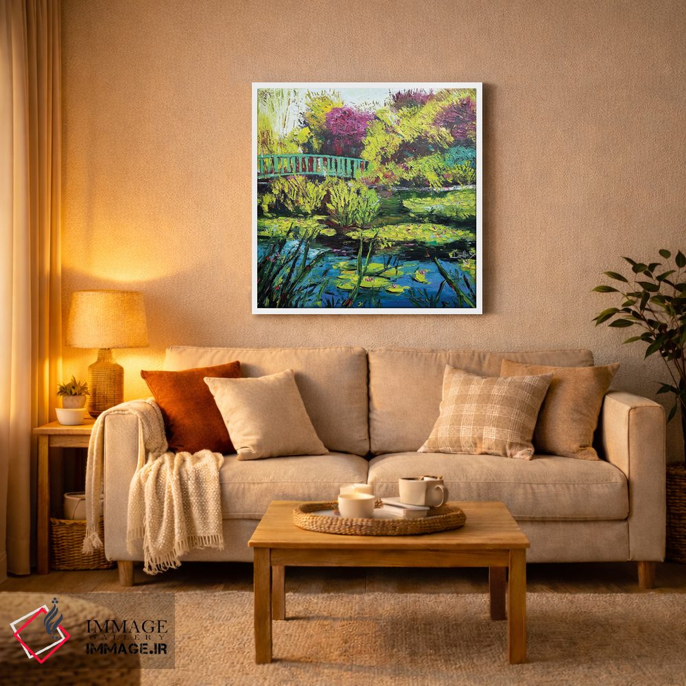 تابلو انتزاعی بازتاب های نیلوفر آبی با مونه اثر لیزا الی - D2W