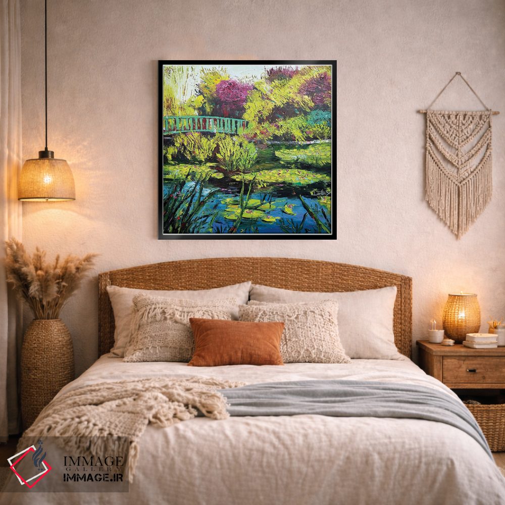 تابلو انتزاعی بازتاب های نیلوفر آبی با مونه اثر لیزا الی - D4B