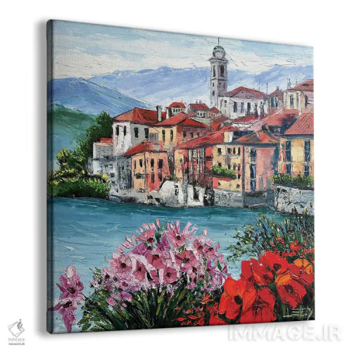 تابلو دکوراتیو آرامش دریاچه کومو اثر لیزا الی - نمای پرسپکتیو محصول