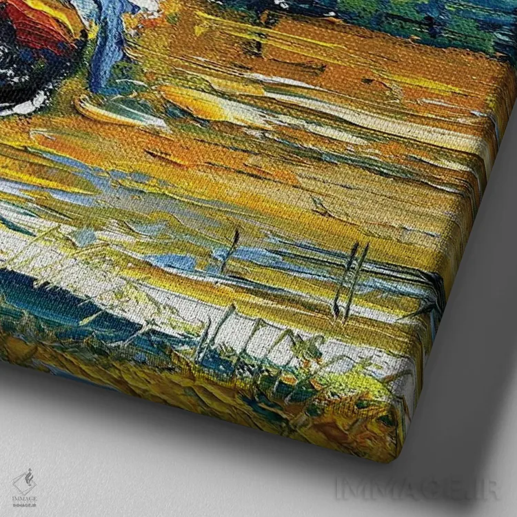 تابلو دکوراتیو گاومیش آمریکایی در یلواستون اثر لیزا الی - نمای نزدیک بافت بوم