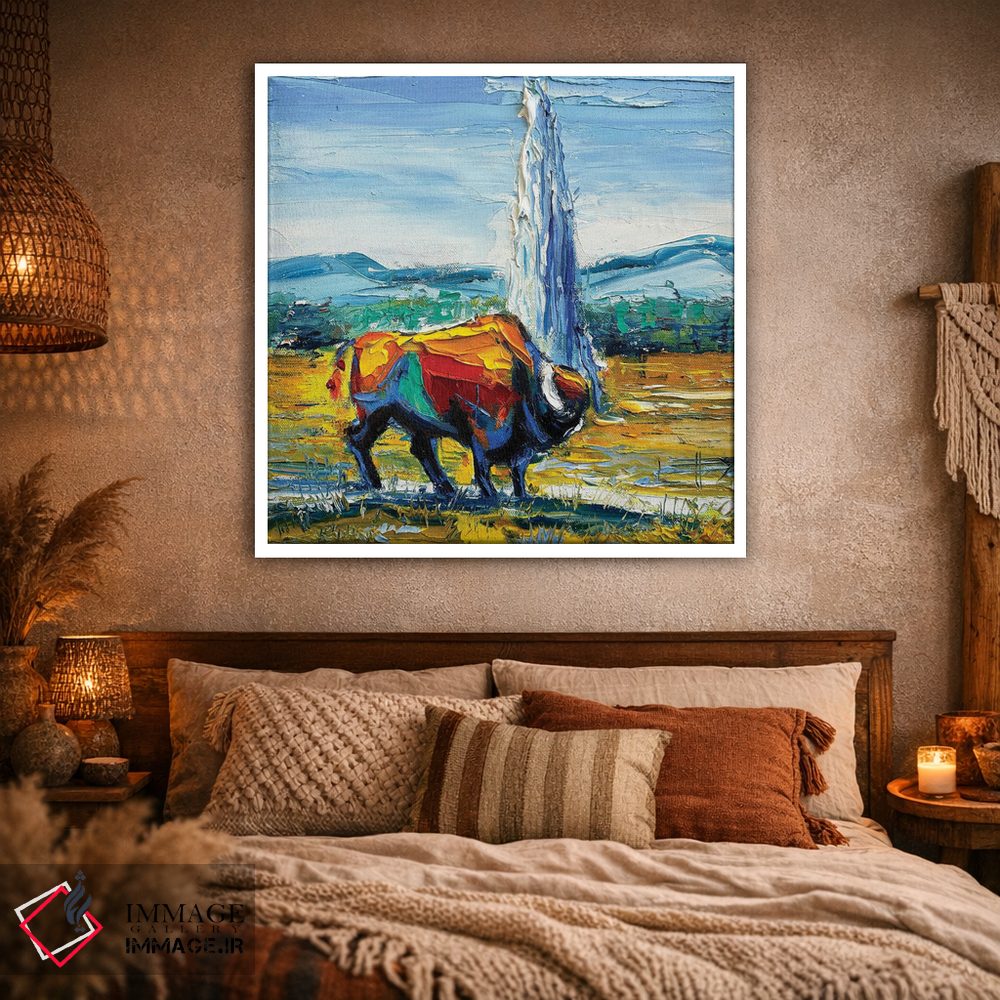 تابلو دکوراتیو گاومیش آمریکایی در یلواستون اثر لیزا الی - D1W