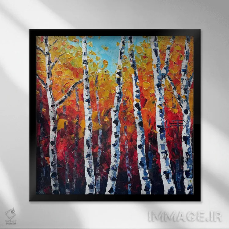 تابلو انتزاعی آغوش پاییزی اثر لیزا الی - نمای قابدار مشکی