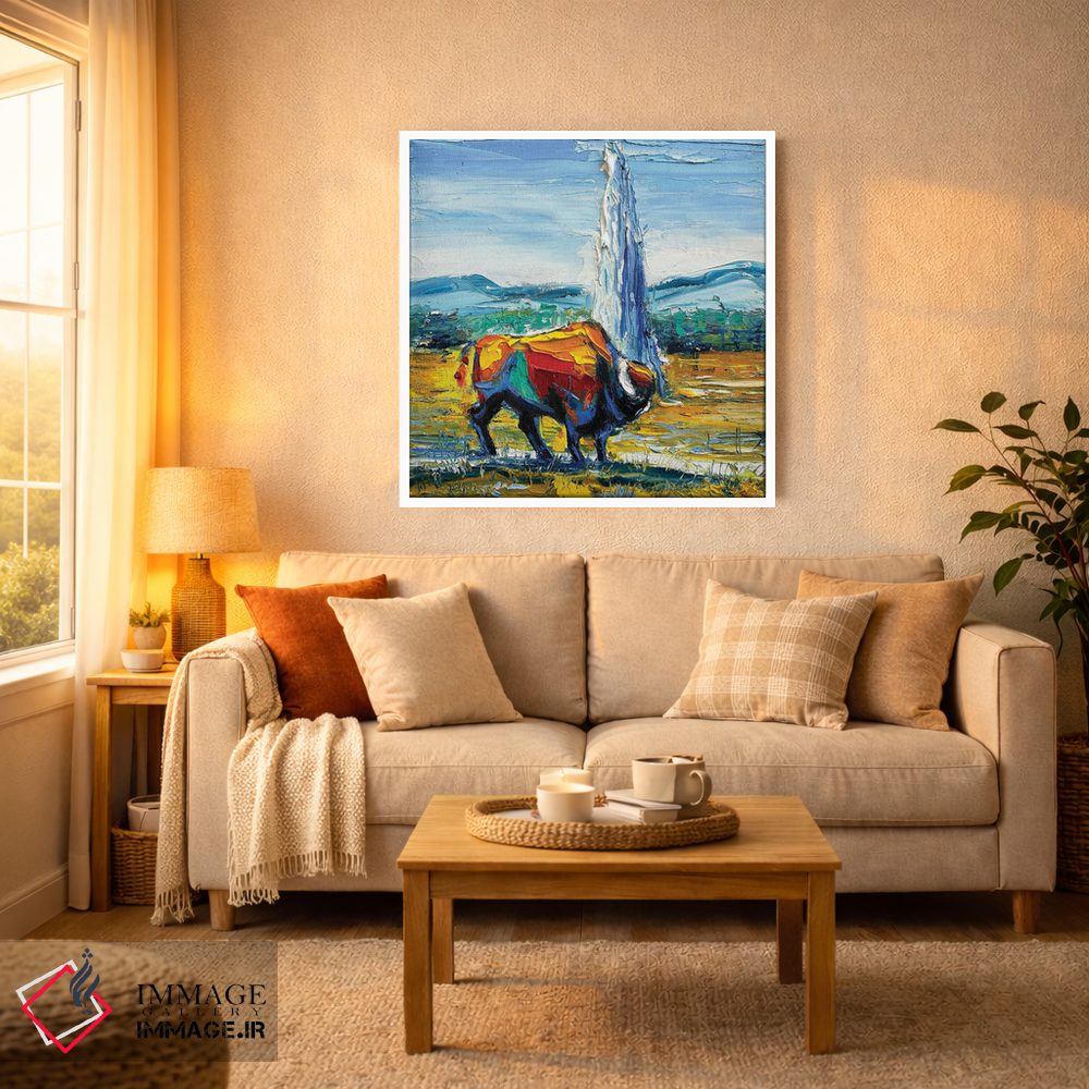 تابلو دکوراتیو گاومیش آمریکایی در یلواستون اثر لیزا الی - D4W