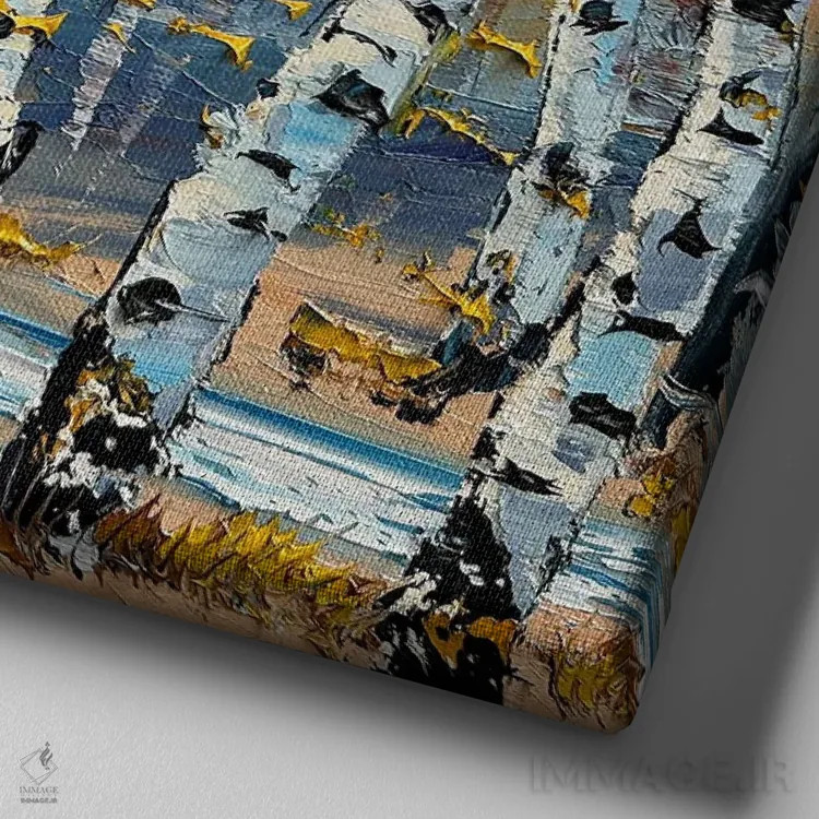 تابلو دکوراتیو نجوای پاییز اثر لیزا الی - نمای نزدیک بافت بوم