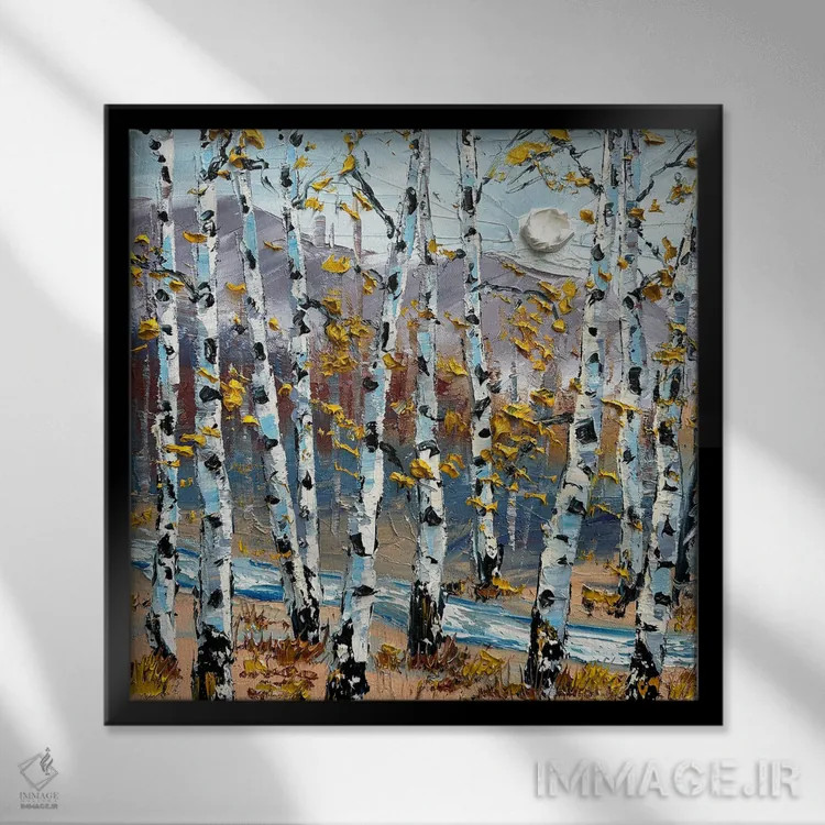 تابلو دکوراتیو نجوای پاییز اثر لیزا الی - نمای قابدار مشکی