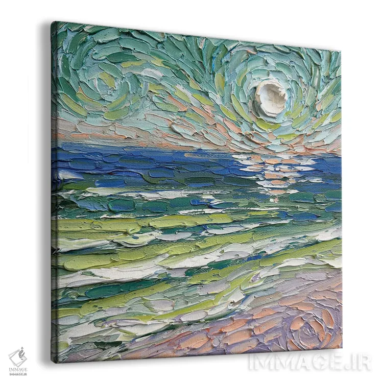 تابلو دکوراتیو ساحل سبزگون اثر لیزا الی - نمای پرسپکتیو محصول