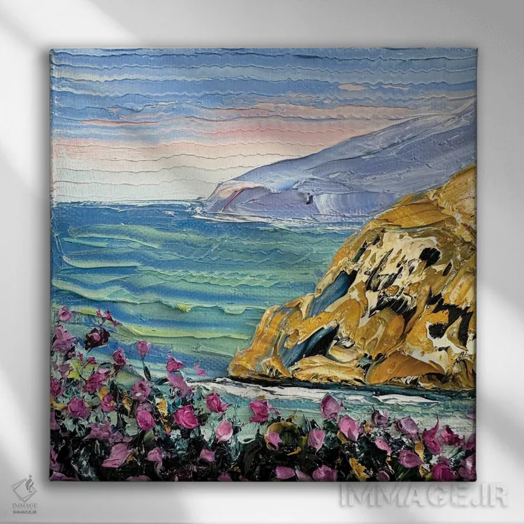 تابلو دکوراتیو ساحل پاسیفیک اثر لیزا الی - نمای روبهرو روی دیوار