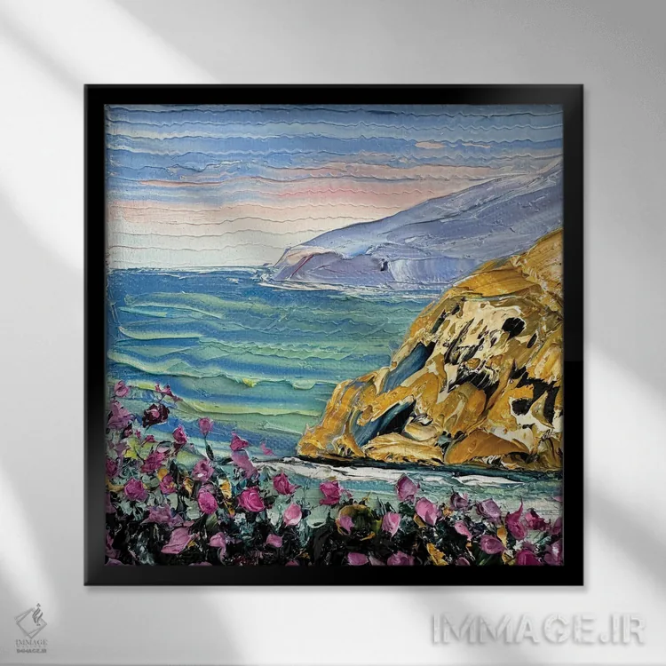 تابلو دکوراتیو ساحل پاسیفیک اثر لیزا الی - نمای قابدار مشکی