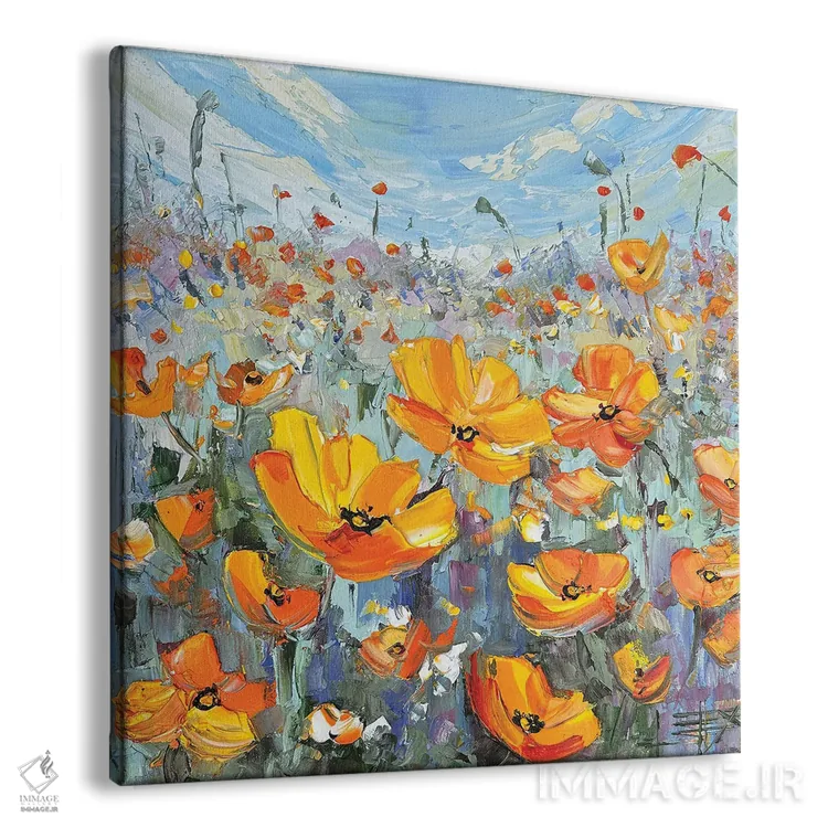 تابلو دکوراتیو منظره شقایق اثر لیزا الی - نمای پرسپکتیو محصول