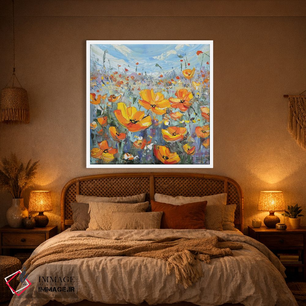 تابلو دکوراتیو منظره شقایق اثر لیزا الی - D1W