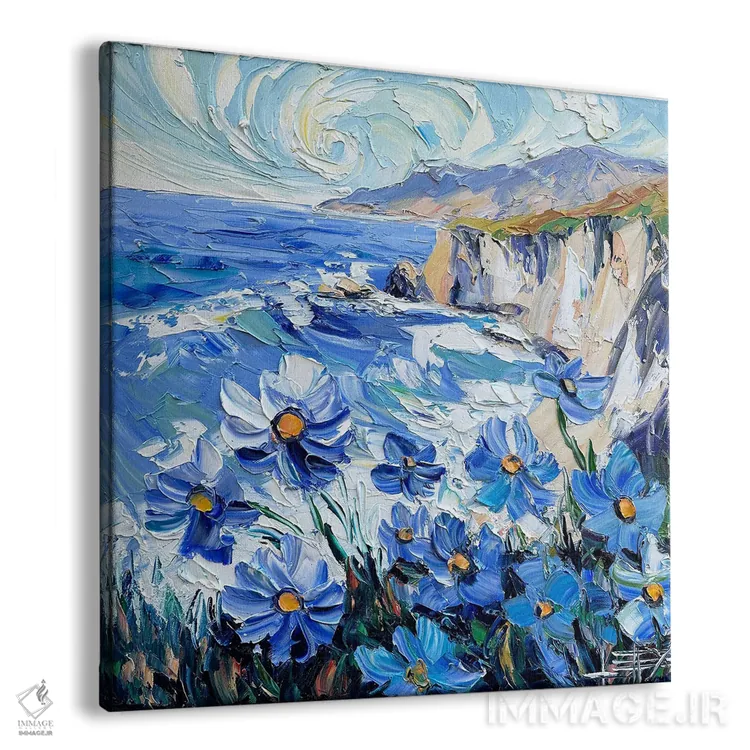 تابلو دکوراتیو چرخش های آبی اثر لیزا الی - نمای پرسپکتیو محصول