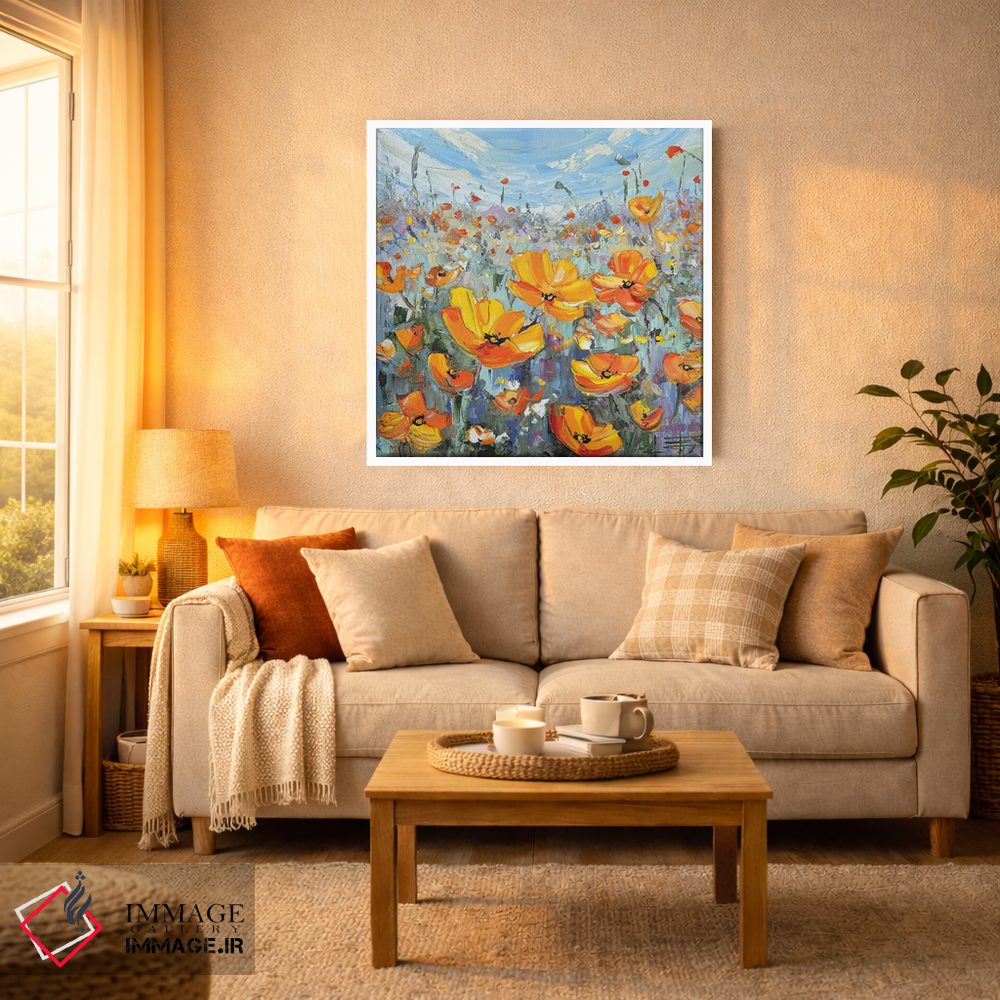 تابلو دکوراتیو منظره شقایق اثر لیزا الی - D3W